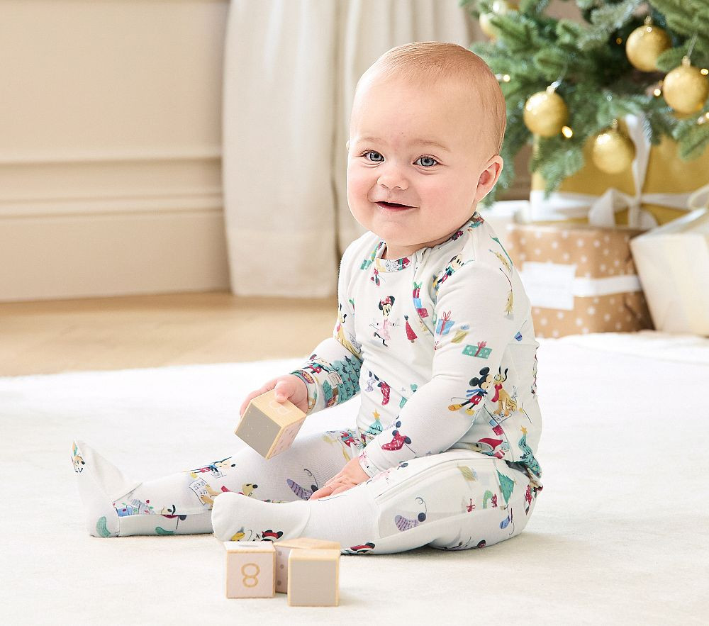 Disney Mickey Mouse and Friends Holiday Baby Pajama | Pottery Barn Kids