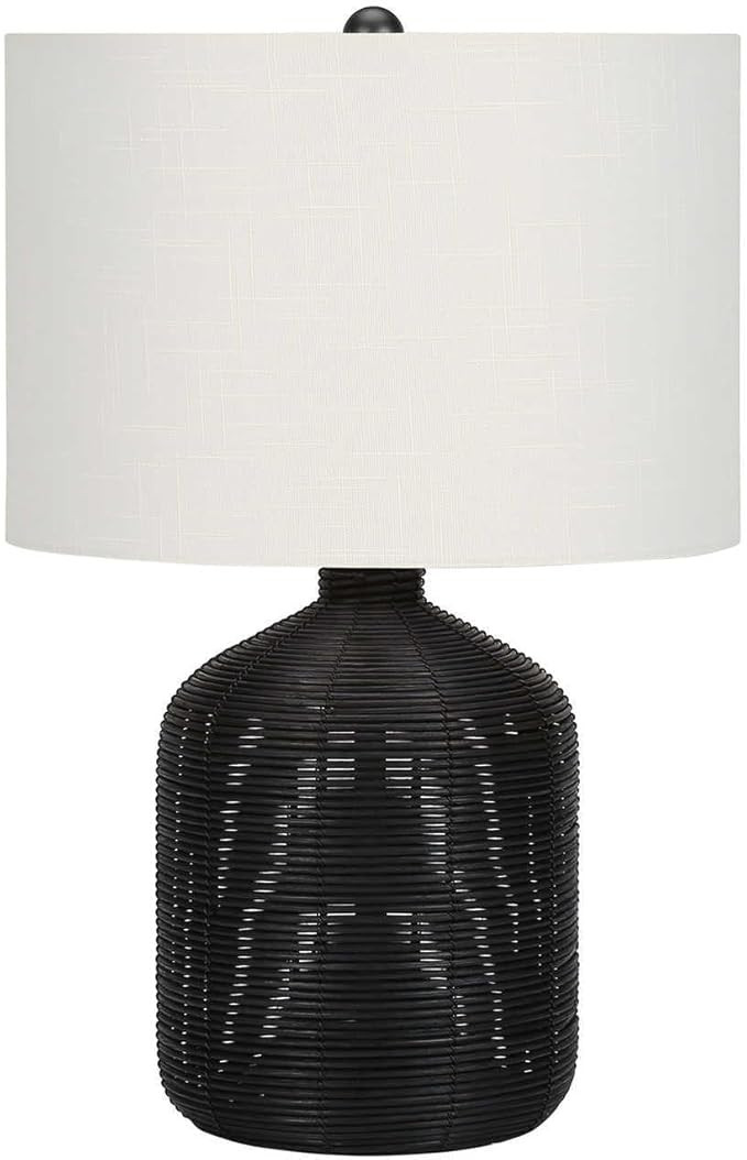 Monarch Specialties I 9734 LightingTable Lamp, Black Rattan, Ivory/Cream Shade, Modern | Amazon (US)