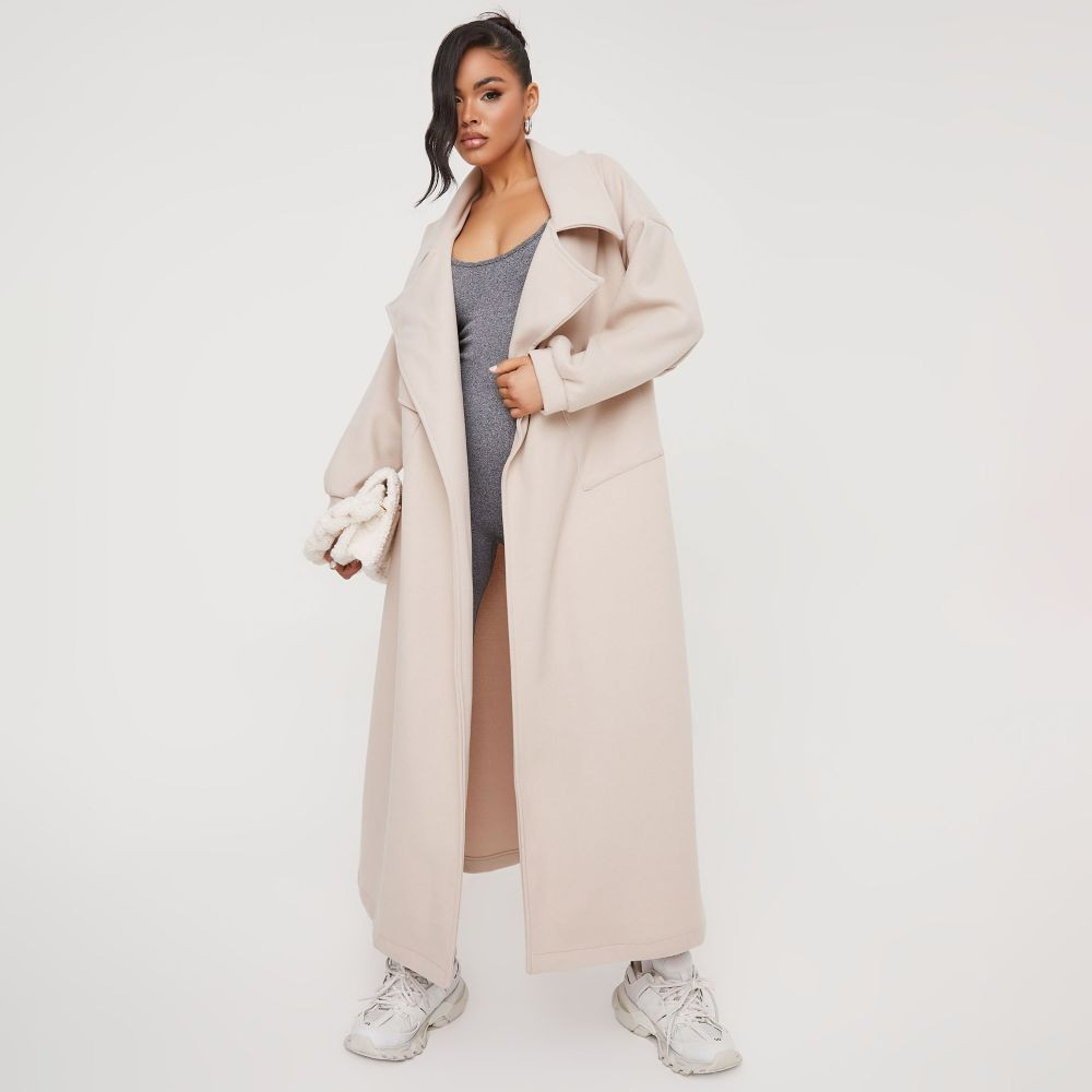 Oversized Longline Maxi Coat In Cream | EGO (UK)