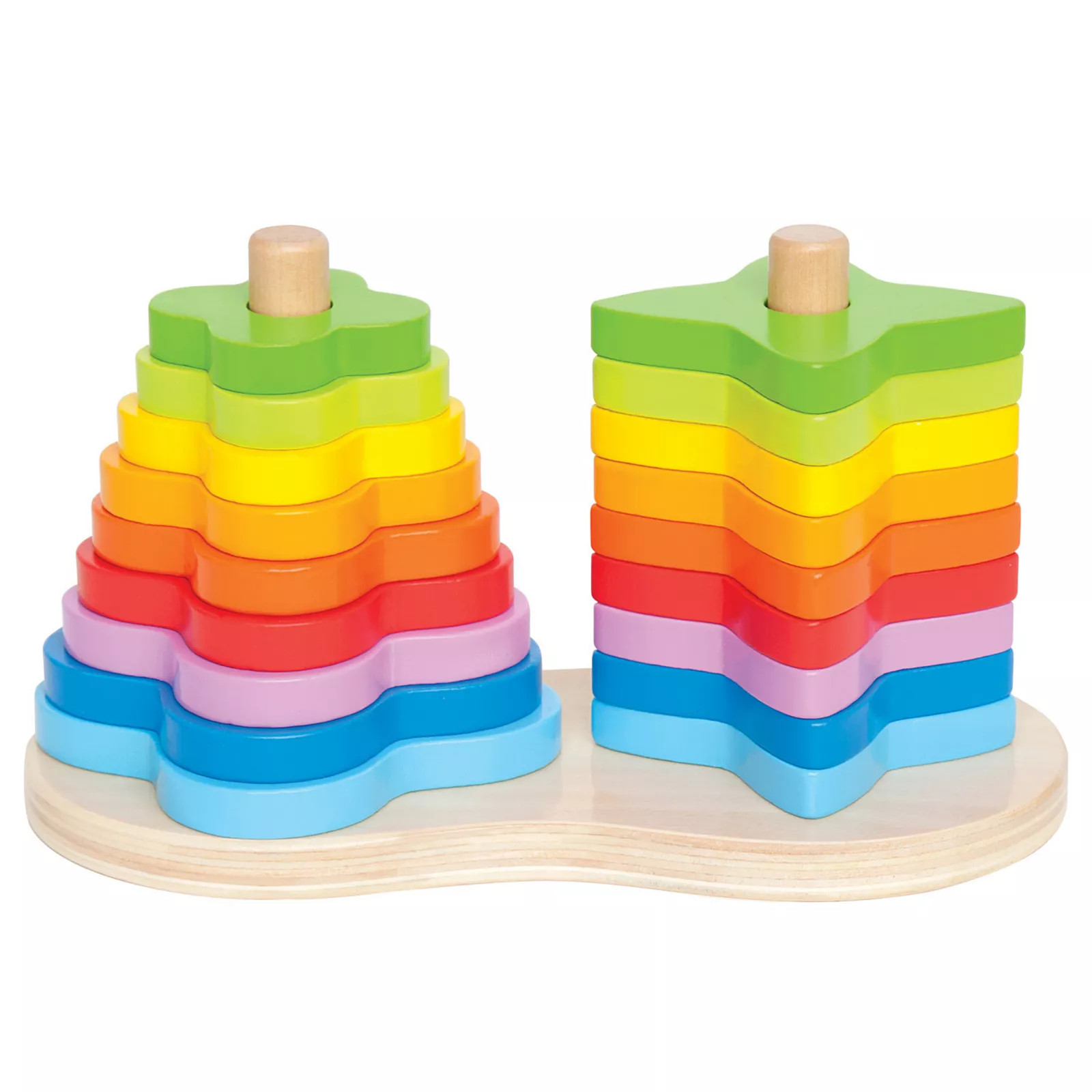 Hape: Double Rainbow Stacker Wooden Ring Set Toy, Multi | Kohl's