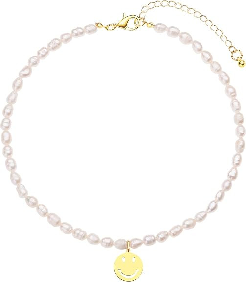 wgoud Natural Freshwater Pearl Choker Necklace for Women, Trendy 14K Gold Plated Pearl Necklaces ... | Amazon (US)