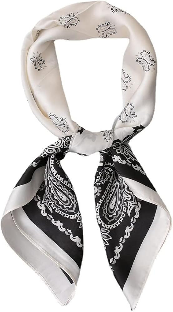 JERLA Silk Feeling Scarf Medium Square Satin Head Scarf hair scarf for Women 27.5 × 27.5 inches | Amazon (US)