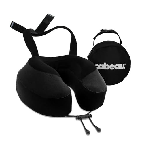 Cabeau Evolution S3 Airplane Travel Pillow for Long Flights - Supportive Memory Foam Body Positioner with Seat Straps to Secure Your Head and Neck and Provides 360 Support (Jet Black) | Amazon (US)