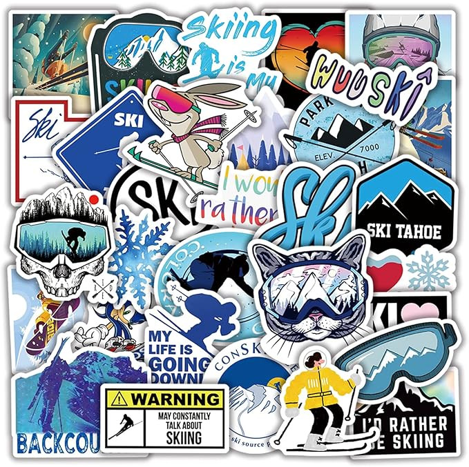 50Pcs Skiing Stickers, Snowboard Decals, Winter Ski Sports Stickers, Adventure Nature Outdoors Wa... | Amazon (US)