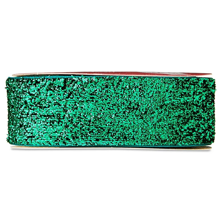 Metallic Green Velvet Mini Christmas Ribbon, 1" x 9', by Holiday Time | Walmart (US)