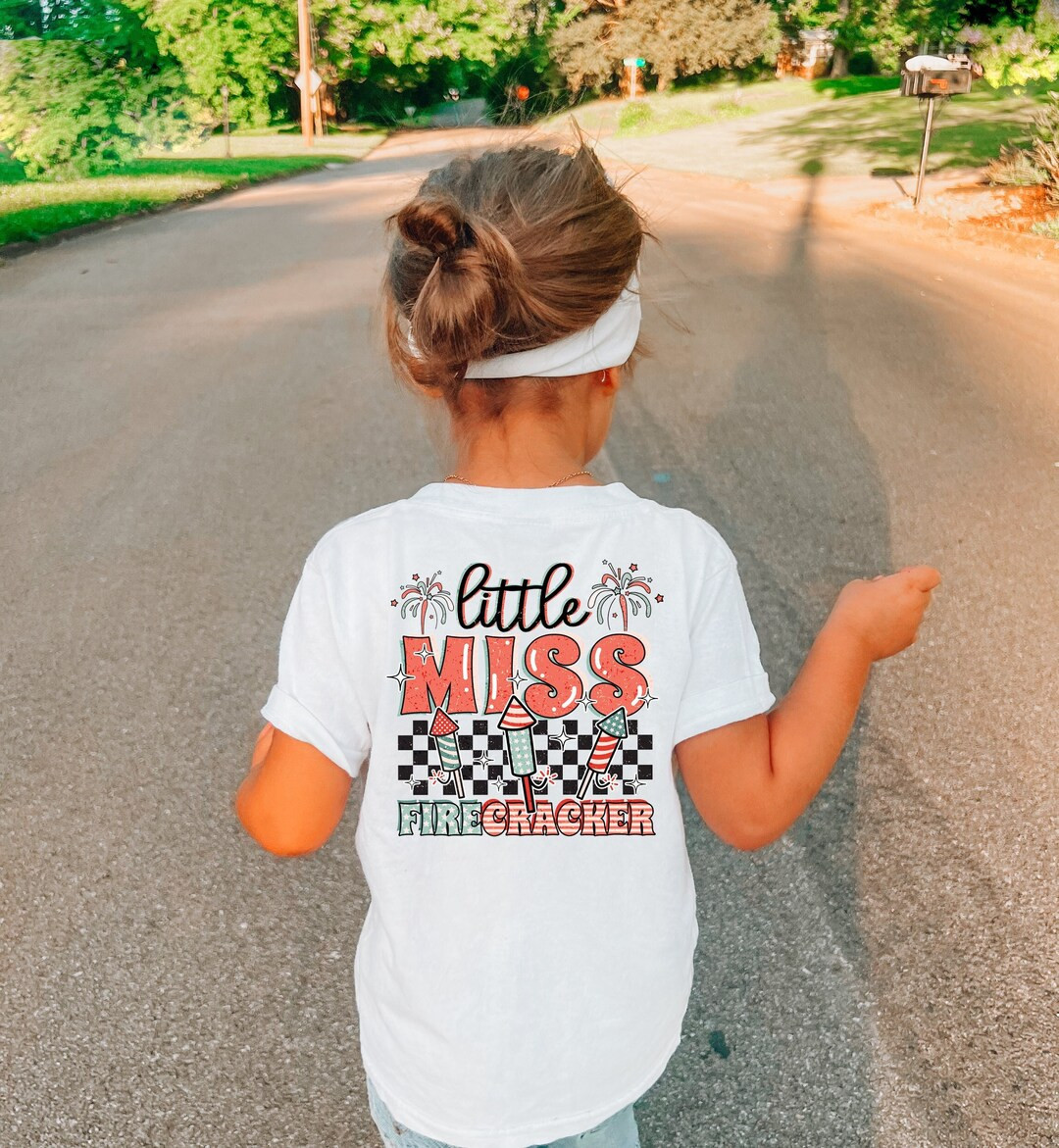 Little Miss Firecracker T-shirt, American 4th July Shirt, Groovy 4th July Kids Shirt, Retro Natur... | Etsy (US)