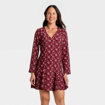 Women's Bell Long Sleeve Godet Mini A-Line Dress - Universal Thread™ | Target