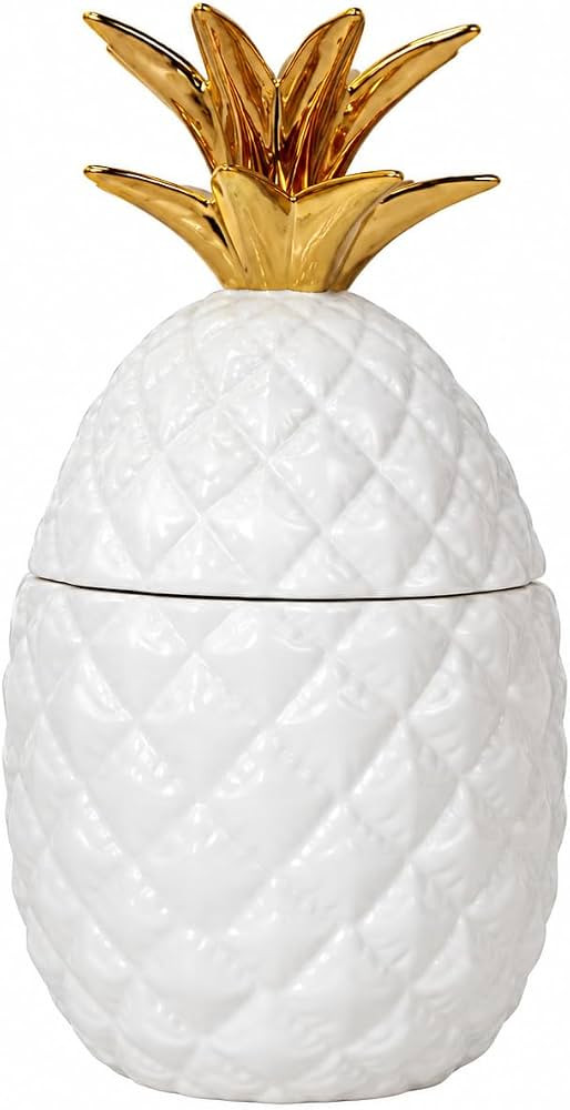Comfy Hour Pineapple Cookie Jar, 9.3 Inch Ceramic Pineapple Jar with Lid, White and Gold Decorati... | Amazon (US)