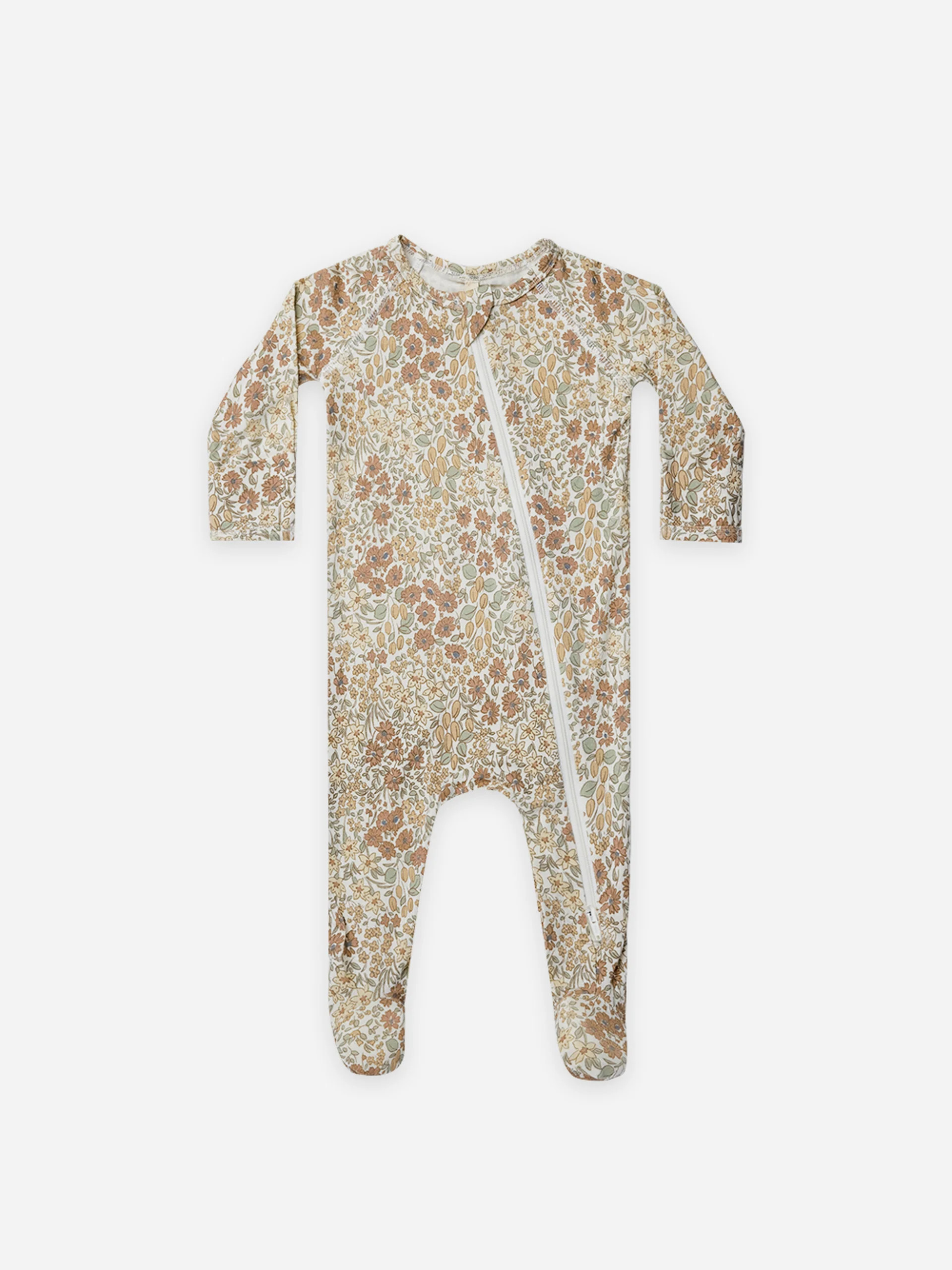 bamboo zip footie | wild flowers | Quincy Mae