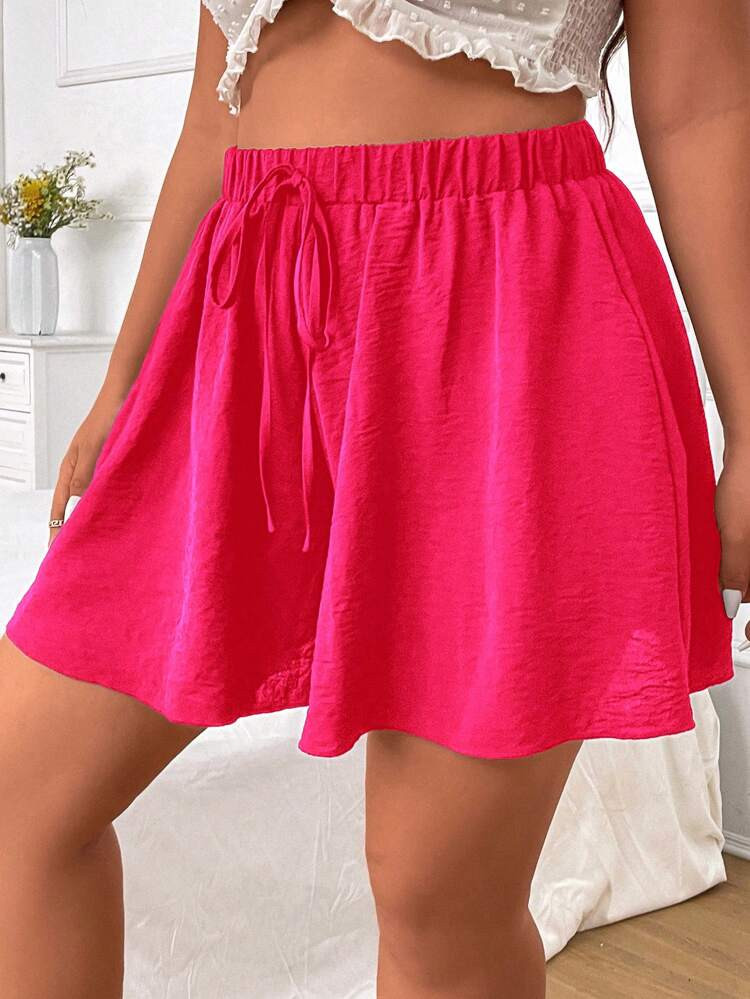 SHEIN Unity Plus Tie Waist Wide Leg Shorts
       
              
              $10.49  
        ... | SHEIN