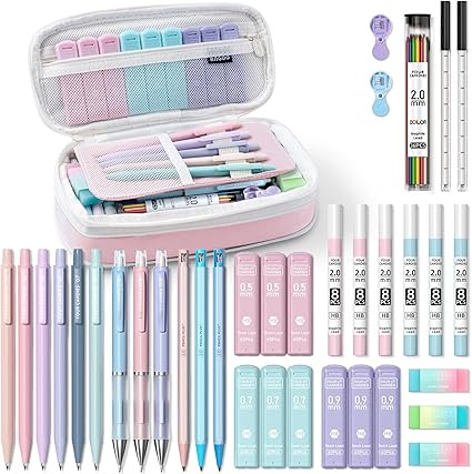 Four Candies 36PCS Aesthetic School Supplies, Mechanical Pencils 0.5mm, 0.7mm, 0.9mm & 2.0mm with... | Amazon (US)
