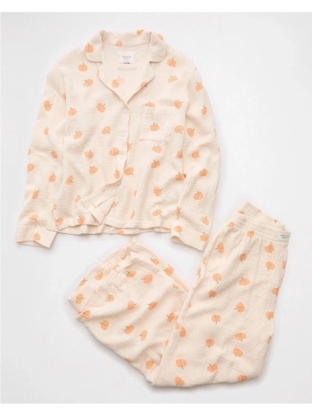 \ud83c\udf83 NWT American Eagle AE  Cotton Gauze Fall Pumpkins Pajamas PJ Set Sz L | Poshmark