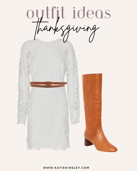 Thanksgiving outfit idea - lace dress, leather belt and leather knee high boots 

#LTKshoecrush #LTKstyletip #LTKHoliday