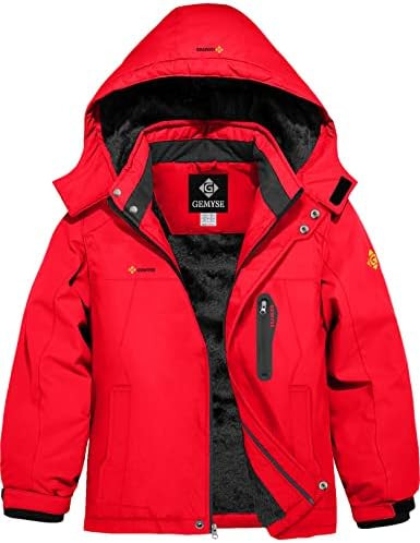 GEMYSE Boy's Waterproof Ski Snow Jacket Hooded Fleece Lined Windproof Winter Jacket | Amazon (US)