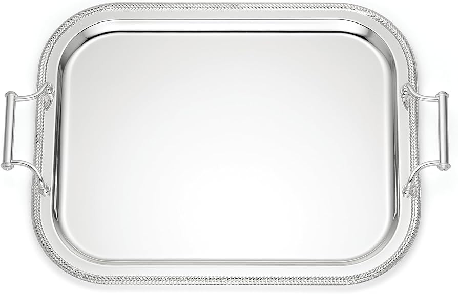 Reed & Barton Rectangle Silverplate Tray with Handles, 1 Count, Metallic | Amazon (US)