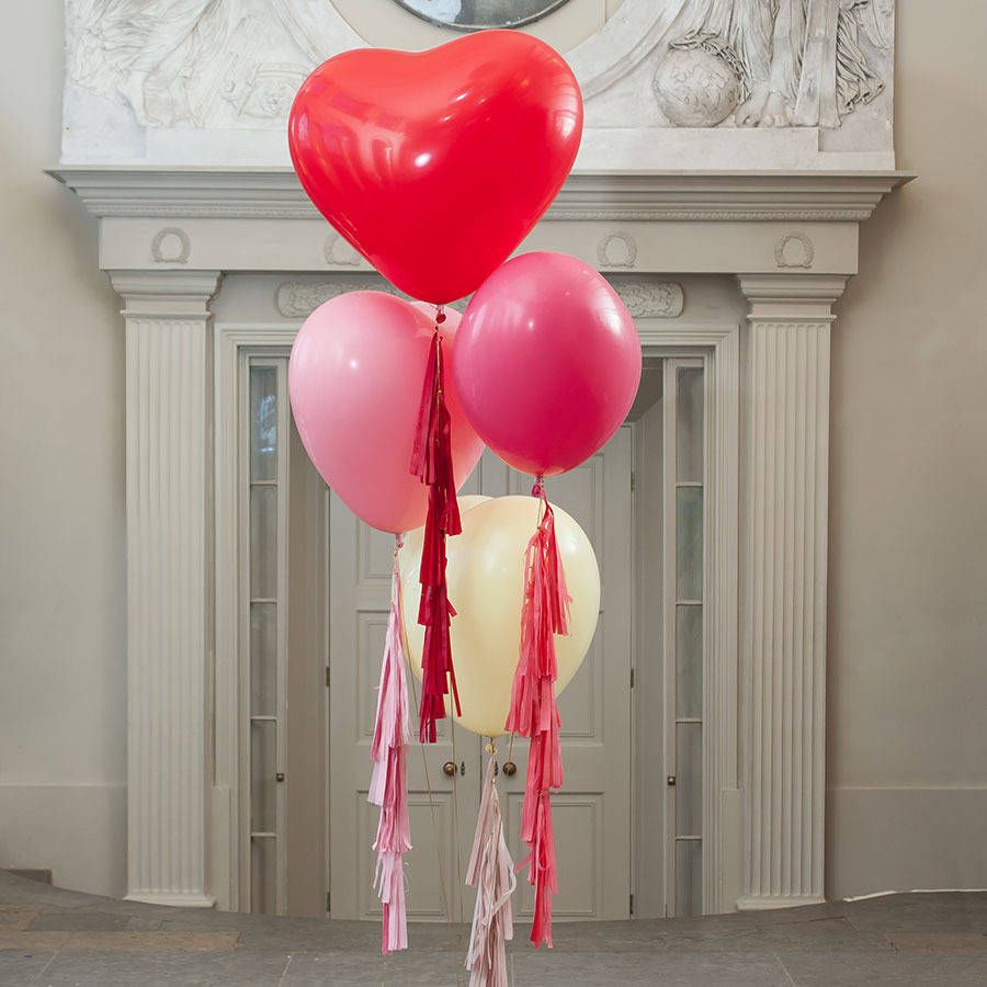 Bubblegum Balloons Heart Three Foot Tassel Tail Balloon | Notonthehighstreet.com US