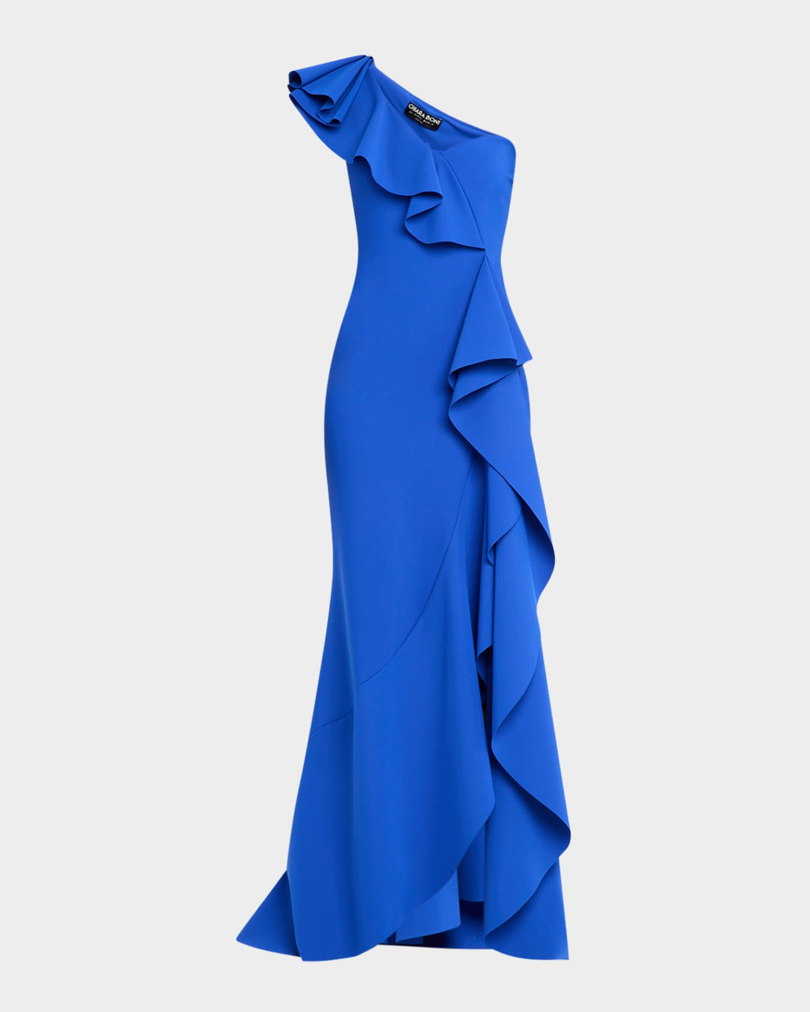 Chiara Boni La Petite Robe Kafu One-Shoulder Ruffle Gown | Neiman Marcus