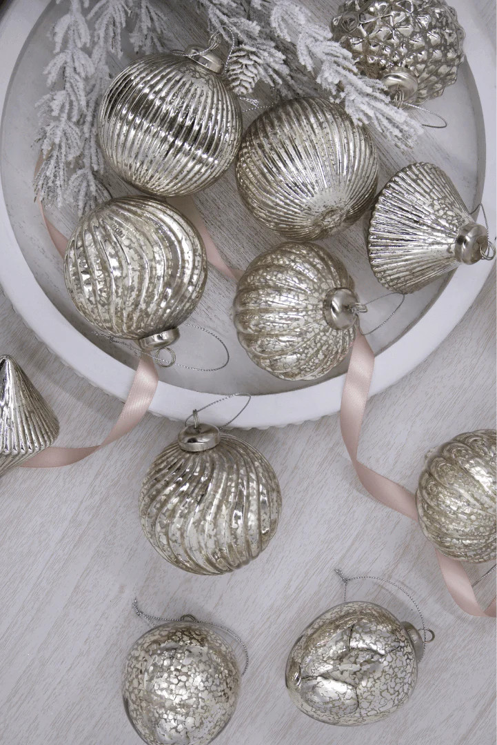 Silver Accents Glass Ornament Set (12 Pack) | King of Christmas