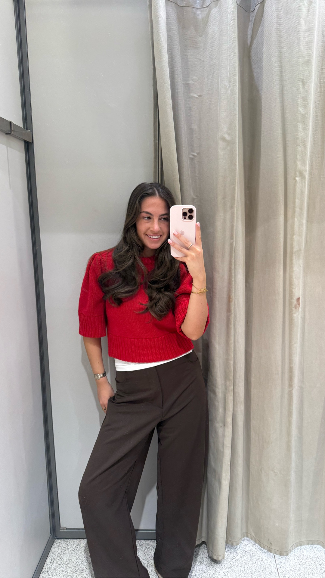 Workwear - smart chic - red knitwear - brown trousers 

#LTKstyletip #LTKworkwear #LTKFashionMonth