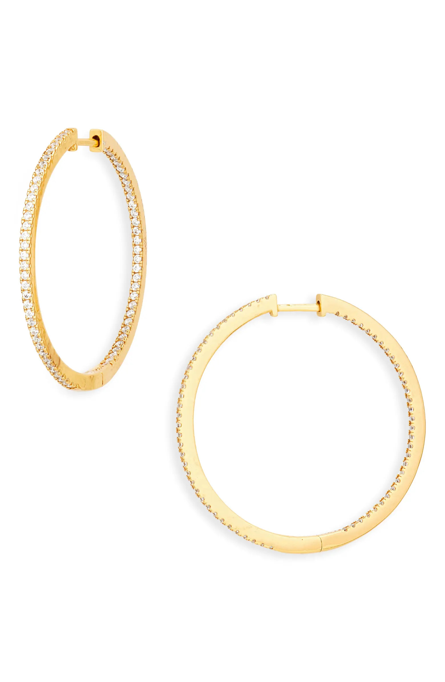 Pavé Sterling Silver Hoop Earrings | Nordstrom