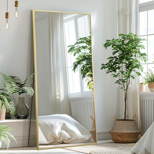 Full Length Mirror, 71"x32" Large Floor Mirror Free Standing, Gold Full Body Mirror for Bedroom Living Room Gym, Shatterproof Tempered Glass | Amazon (US)
