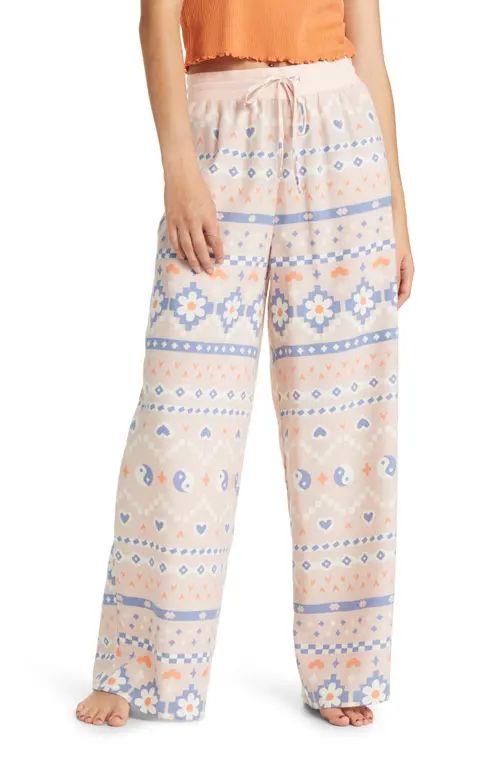 BP. Print Cotton Blend Flannel Pajama Pants in Pink Smoke Holiday Fairisle at Nordstrom, Size Large | Nordstrom
