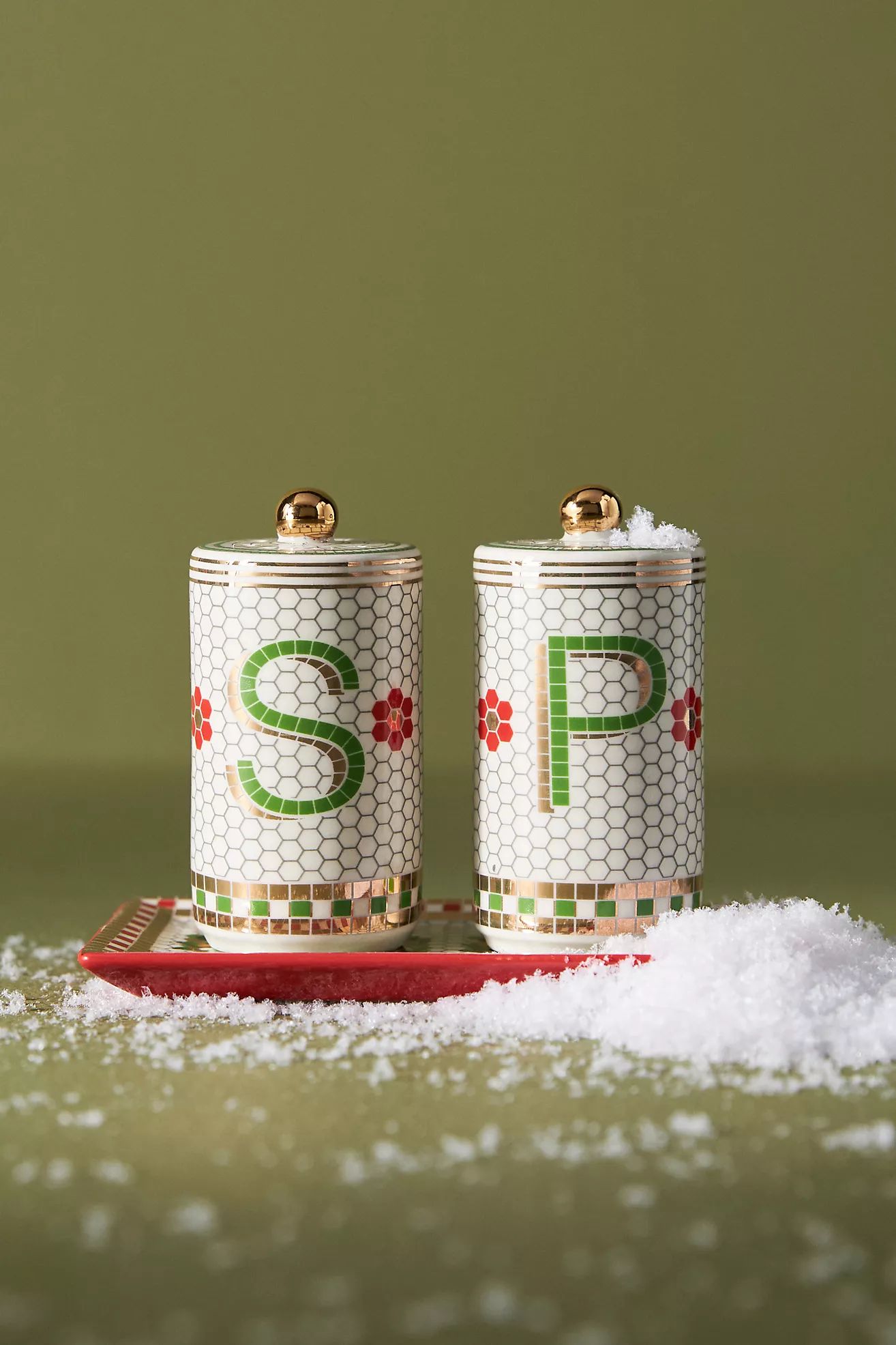 Festive Bistro Tile Salt & Pepper Shakers | Anthropologie (US)