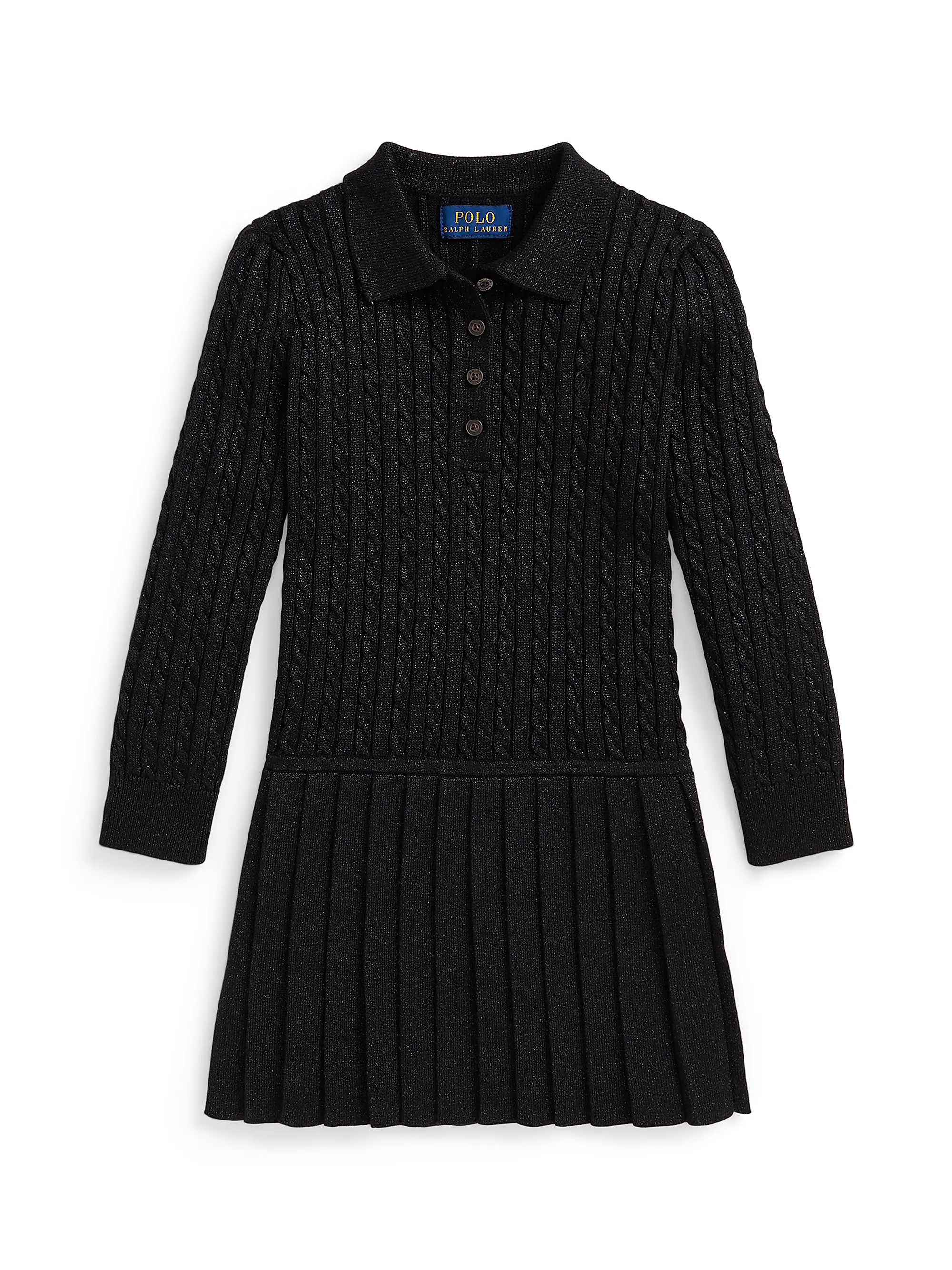 Little Girl's & Girl's Metallic Cable-Knit Sweater Dress | Saks Fifth Avenue