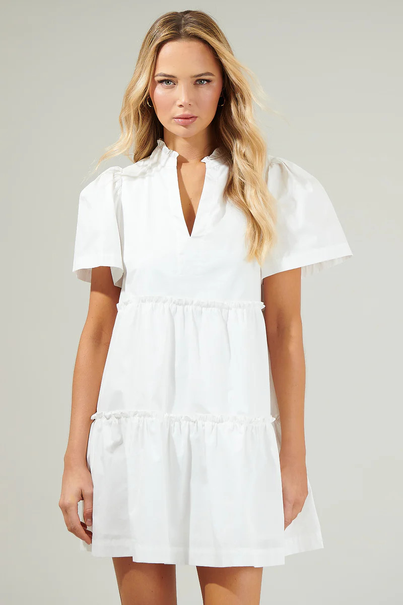 Amelia Tiered Babydoll Short Sleeve Dress | Sugarlips