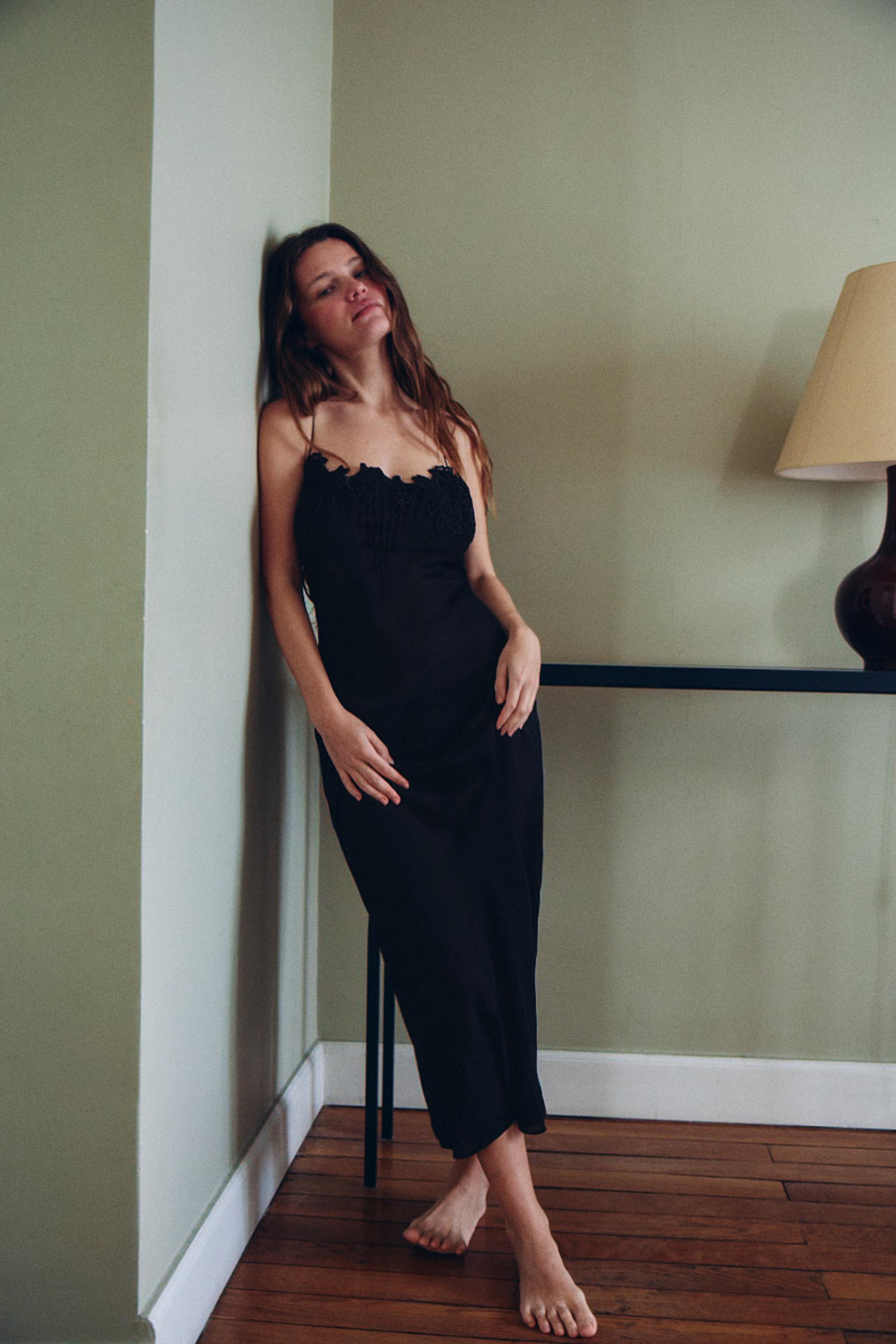 EMBROIDERED GEORGETTE MIDI DRESS | Zara UK