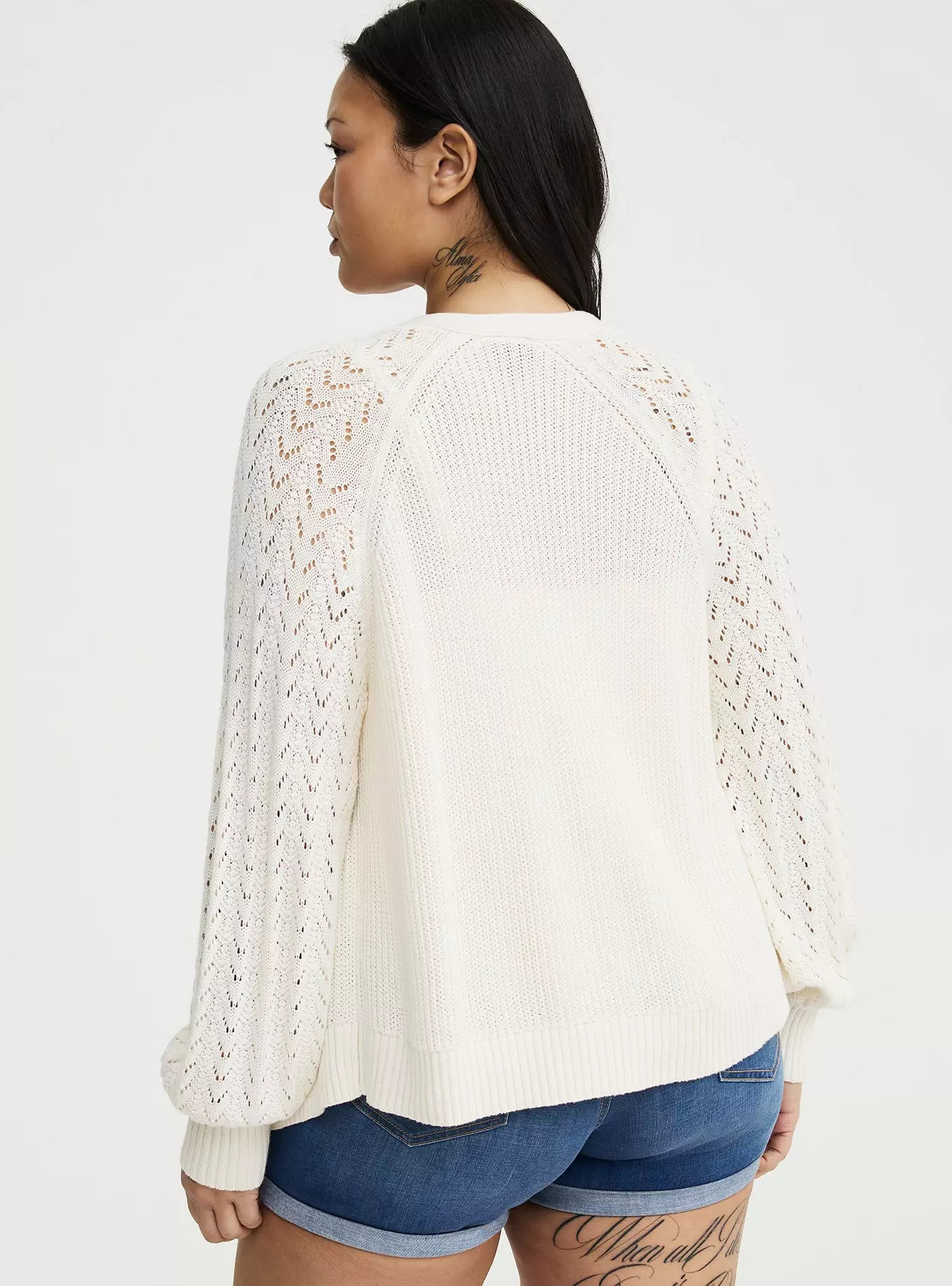 Pointelle Sleeve Cardigan | Torrid (US & Canada)