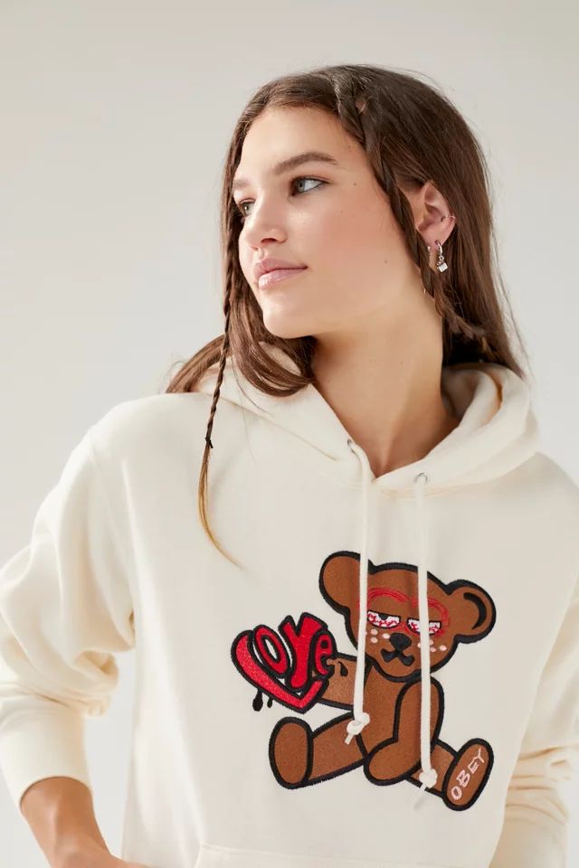 OBEY Embroidered Mellow Teddy Hoodie Sweatshirt | Urban Outfitters (US and RoW)