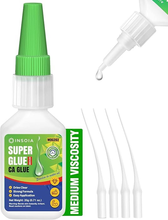Medium CA Glue, 20g Premium Cyanoacrylate Super Glue Quick Fix 150 CPS Viscosity Adhesive for Woo... | Amazon (US)