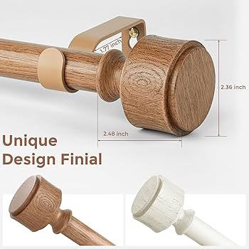 Wood Curtain Rods for Windows 48 to 84 Inch, Adjustable Decorative 1'' Diameter Heavy Duty Curtai... | Amazon (US)