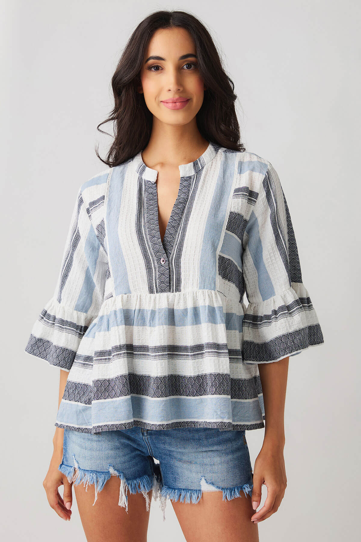 THML Striped Babydoll Tunic Top | Social Threads