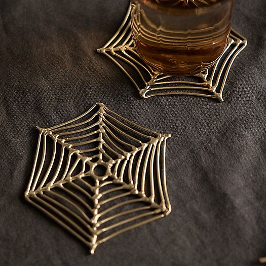 Spider Web Brass Coasters, Set of 4 | Terrain