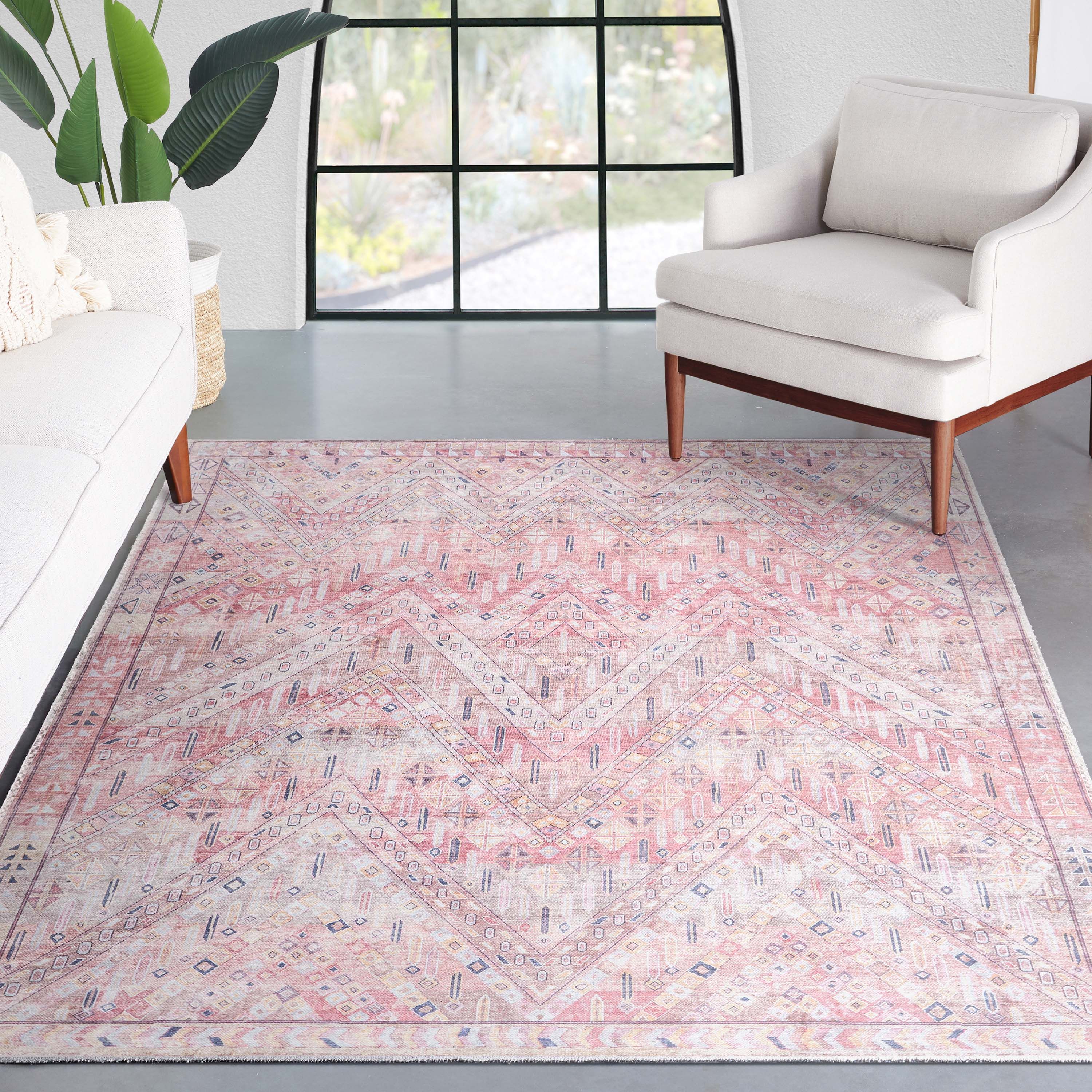 Well Woven Asha Anya Vintage Tribal Red 7'7" x 9'10" Machine Washable Area Rug - Walmart.com | Walmart (US)