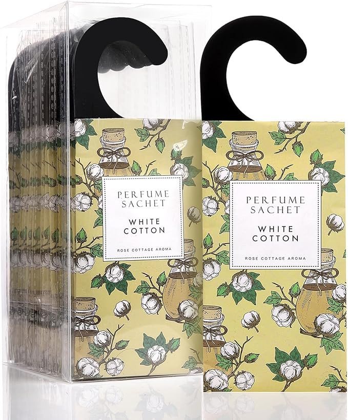 Large 12 Packs White Cotton Hanging Closet Deodorizer Air Freshener Long Lasting Scented Sachets ... | Amazon (US)
