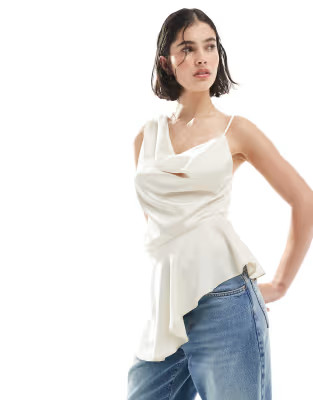 ASOS DESIGN asymmetric satin cami in plain | ASOS | ASOS (Global)