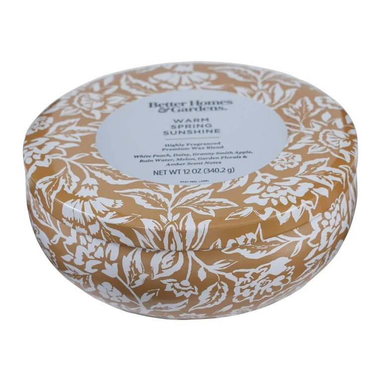 Better Homes & Gardens 12oz Warm Spring Sunshine Scented 3-Wick Tin Candle - Walmart.com | Walmart (US)