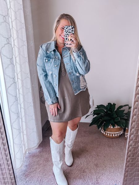 Cute, casual and practical Fall outfit! 

Dress: large 
Jacket: large 
Boots: size up 

#LTKstyletip #LTKcurves #LTKSeasonal