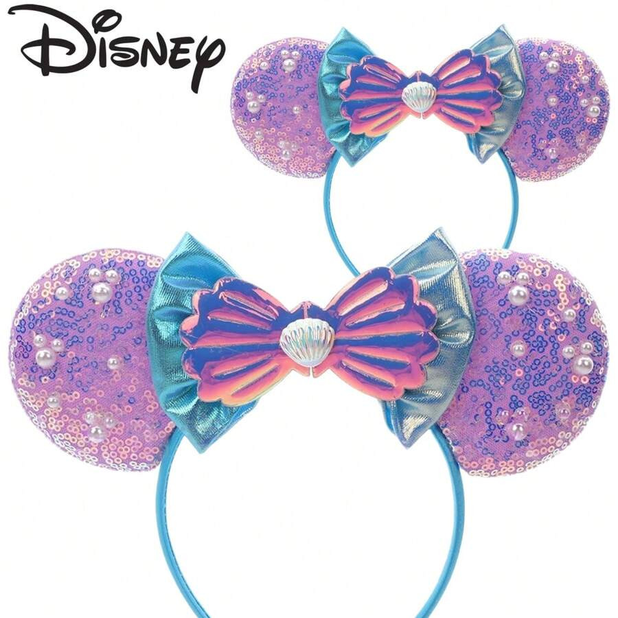 Iridescent Ocean Mermaid | Disney Ariel Shell Mickey Headband Purple Pink Pearl Summer Amusement ... | SHEIN