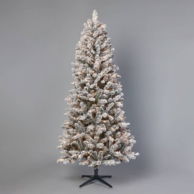 7' Pre-Lit Flocked Douglas Taos Fir Artificial Christmas Tree Clear Lights - Wondershop™ | Target