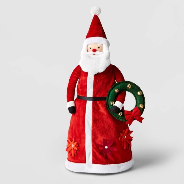 23&#34; Velvet Santa with Wreath Decorative Figurine - Wondershop&#8482; | Target