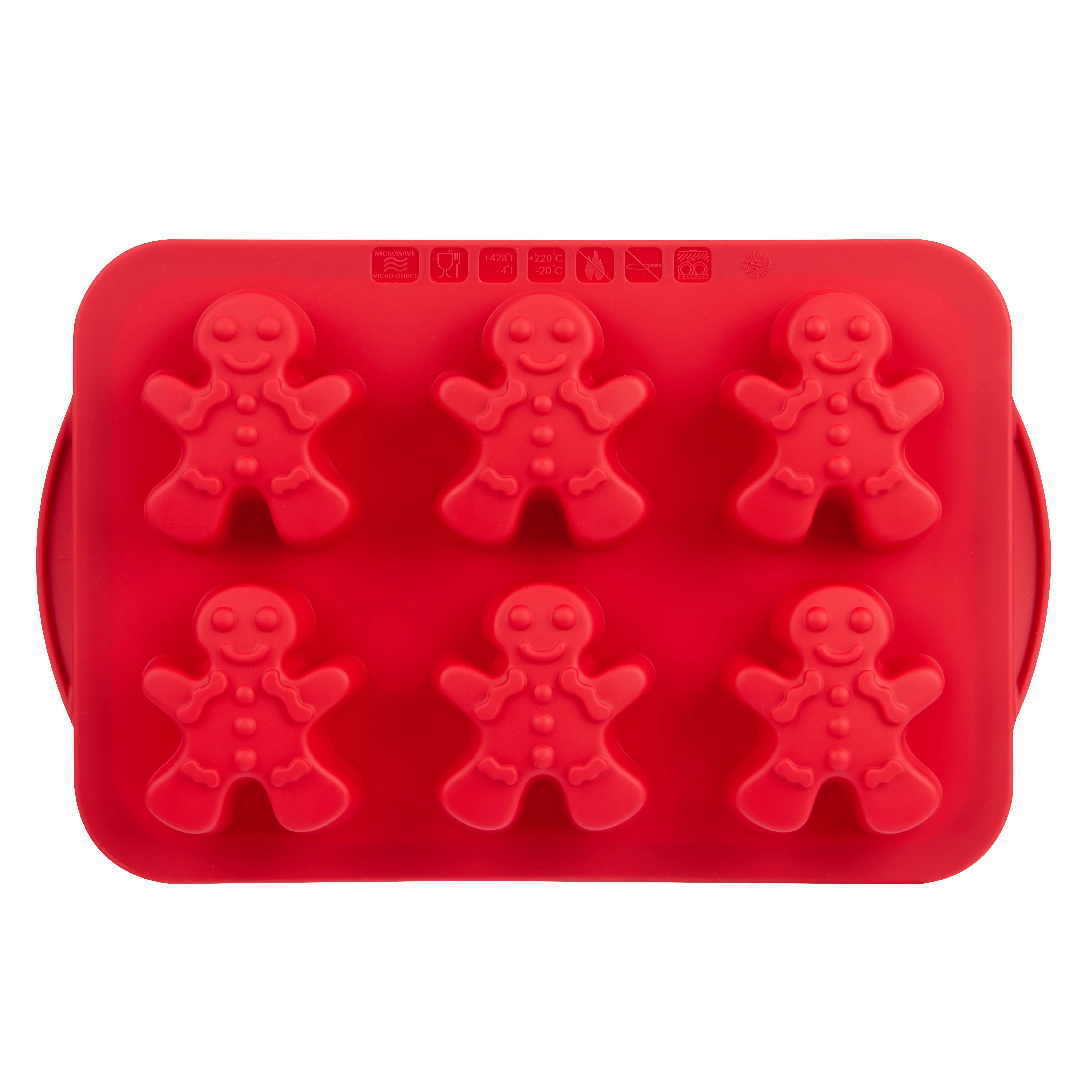 Trudeau Structured Silicone Holiday Gingerbread Man Muffin Pan, 6-Cavity, 11x7-Inch Rectangle Pan | Walmart (US)