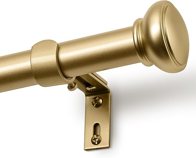 Gold Curtain Rods for Windows 28 to 48 Inches, 1 Inch Decorative Curtain Rod Set, Adjustable Leng... | Amazon (US)