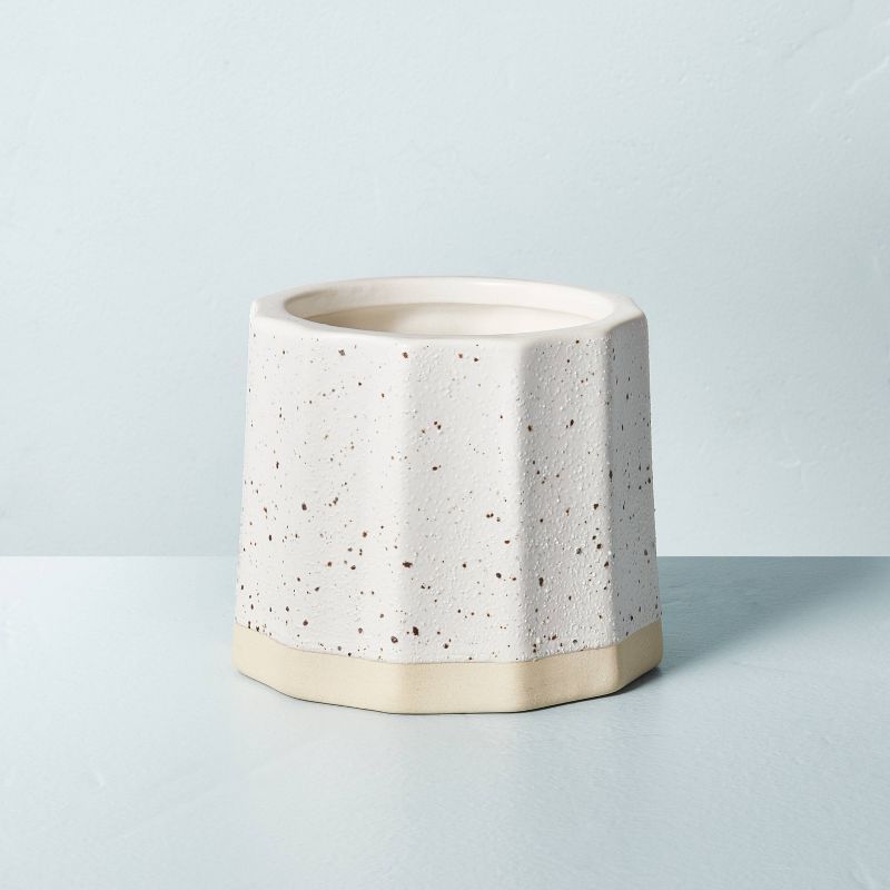 Wide Fluted Speckled Ceramic Canvas Jar Candle Tonal Cream 11oz - Hearth & Hand™ with Magnolia | Target