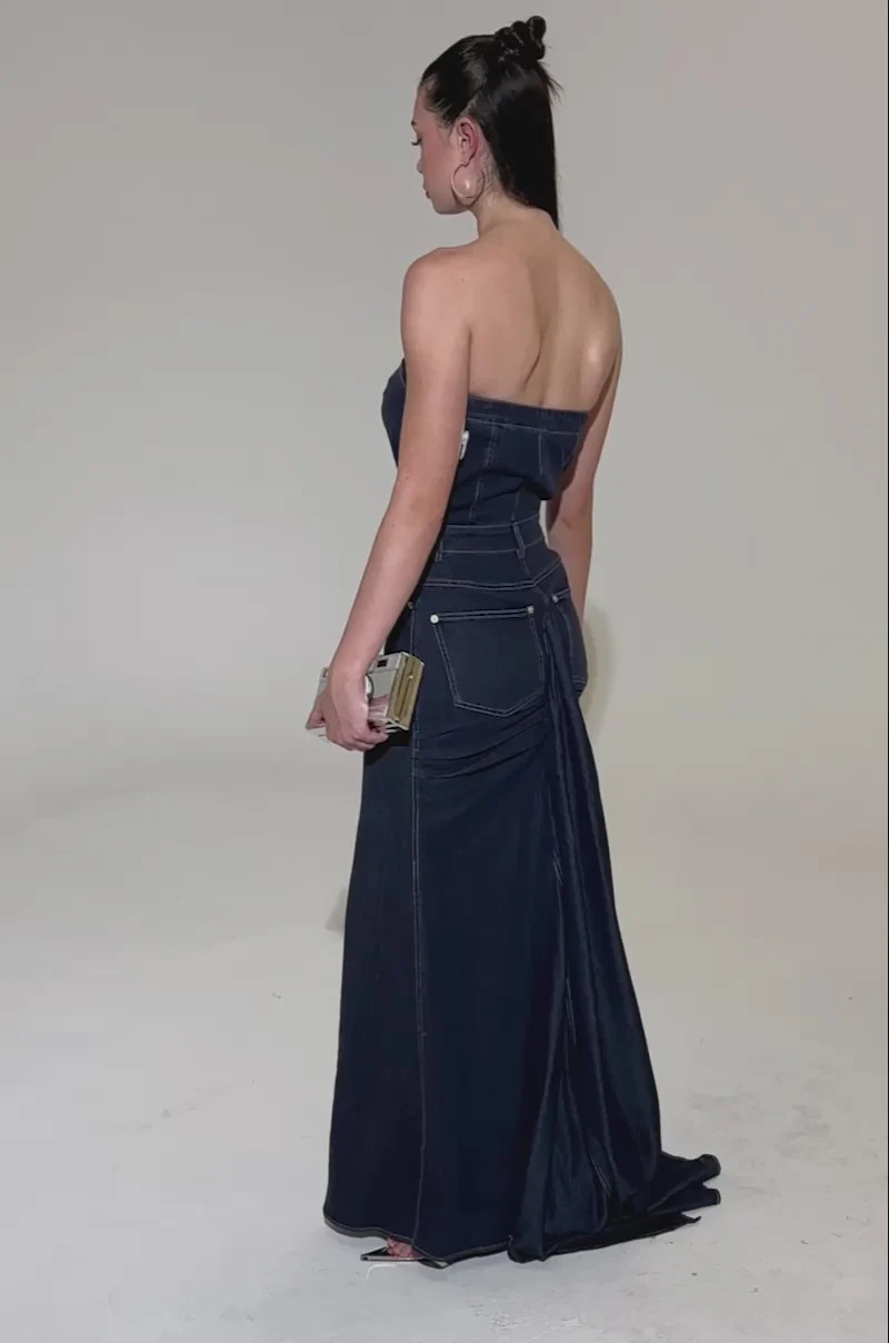 LUNA DENIM MAXI DRESS | AKIRA