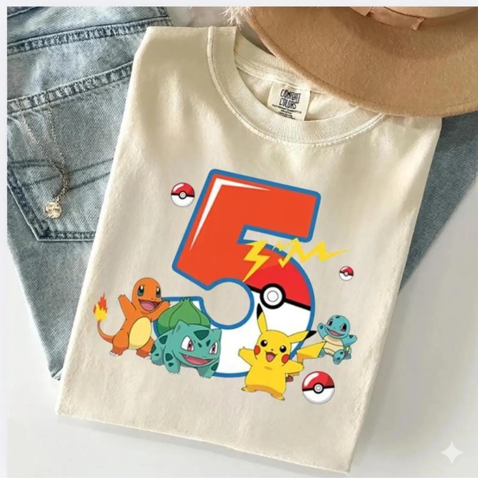 Custom Poke Birthday Comfort Colors Shirt, Pokemon Shirt, Personalized Pokemon Birthday, Pokemon ... | Etsy (Global)