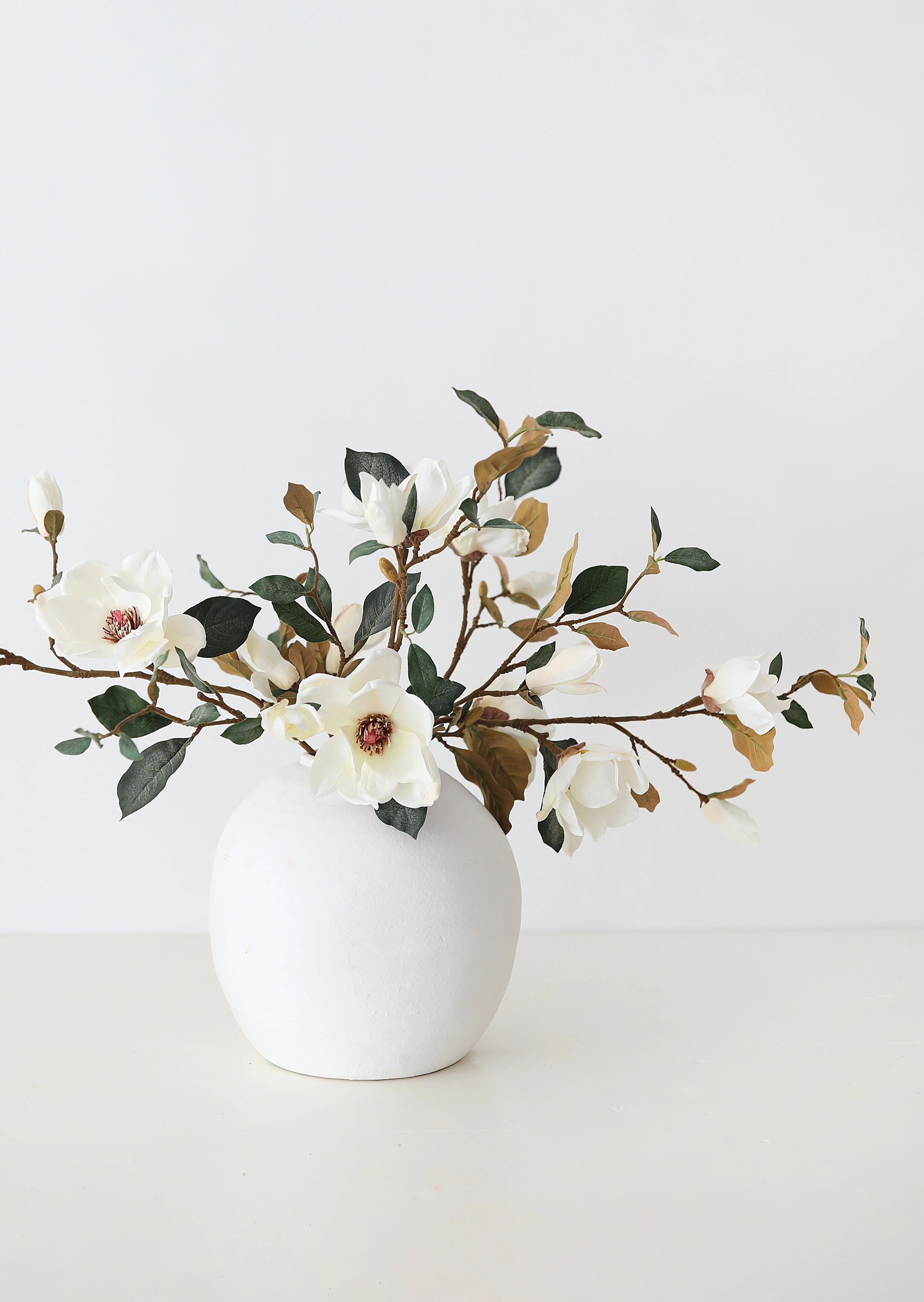 Cream Magnolia Fake Flower Branch - 35" | Afloral